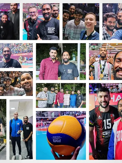 A collage of memories from meeting my favorite volleyball players. It's inspiring to connect with the pros who dominate the sport.