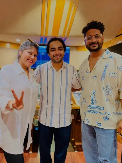 In the studio with my collaborators after a beautiful sitar session for an upcoming Navratri release. I truly enjoy working with vocalists and composers on devotional songs.