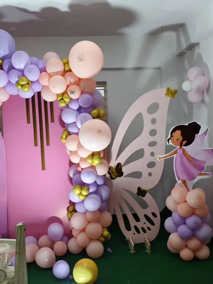 A side view of the stage, showing the fairy and butterfly cutout's.