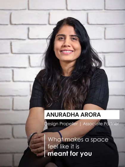 Our Associate Partner, Anuradha Arora. She believes a show apartment is about creating moments that feel lived-in, where every detail is curated to spark a quiet sense of belonging.