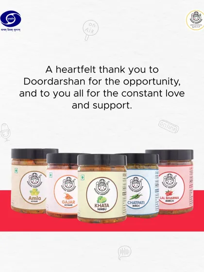 A heartfelt thank you to Doordarshan for the opportunity. This image showcases some of the products that got us there, all thanks to your constant love and support.