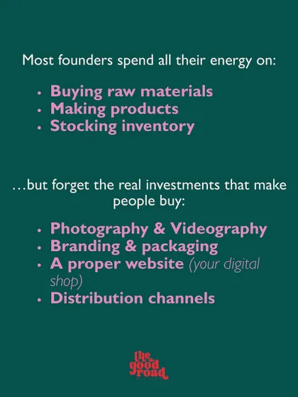 We break down where founders often misdirect their energy, focusing on making products while forgetting the investments like photography and branding that actually drive sales.