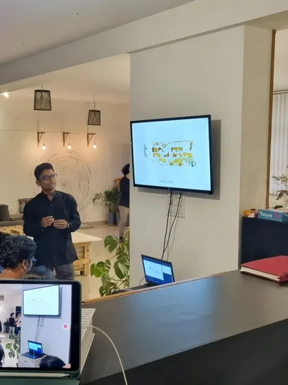 Another moment from our 'Reading Series', where a team member presents their research. These sessions are a great way to foster dialogue and share knowledge within our design collective.