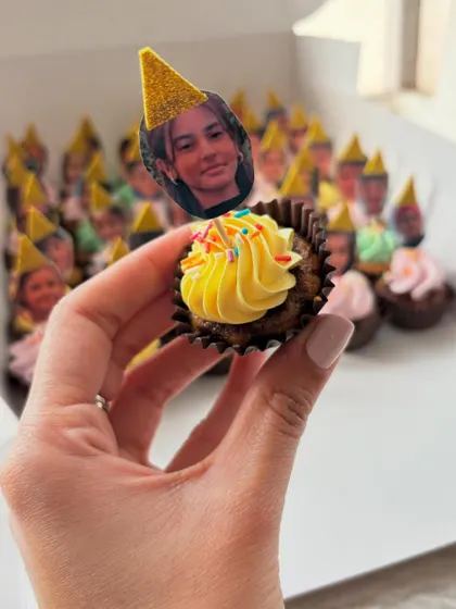 Here's a closer look at one of the photo cupcakes. It's a unique party favor that always gets a lot of smiles.