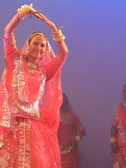 A beautiful moment from a Rajasthani folk dance show. I love performing on stage with my talented students and fellow dancers.