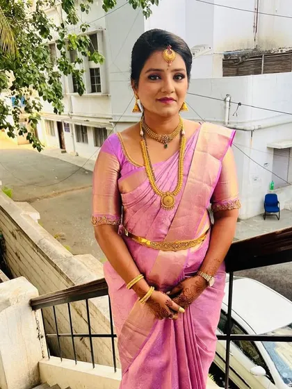The full look, showcasing how simple, elegant makeup can be just as impactful. The client looks radiant and ready for her event.