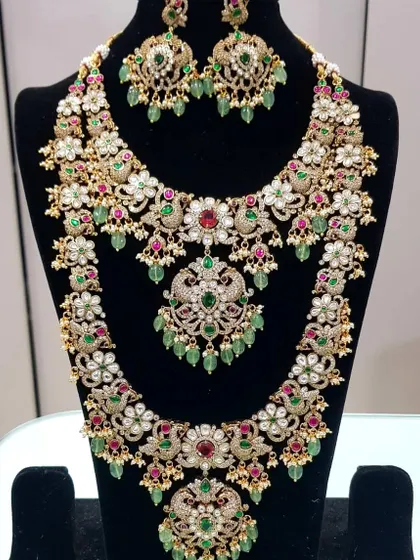 A full view of the multi-colored Victorian set, a vibrant and eye-catching choice for any celebration.