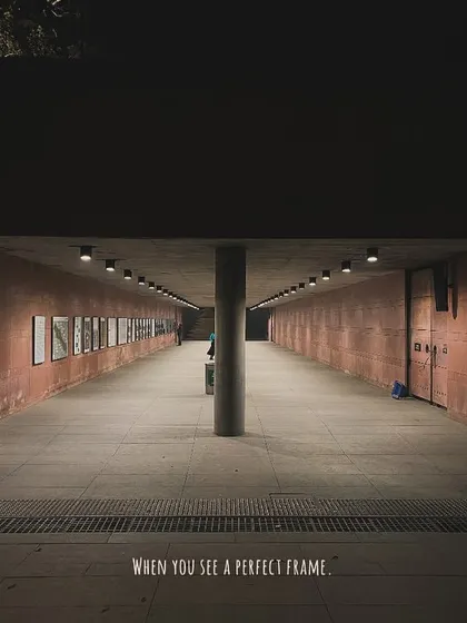 A perfectly symmetrical shot of an underpass near India Gate, which I saw as a perfect frame. This image begins a series about the passion of a photographer.