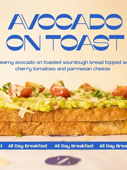 My Avocado on Toast is a complete dish. Creamy avocado on toasted sourdough bread is topped with cherry tomatoes and parmesan cheese for a balanced bite.