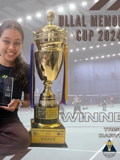 Trisha Darveshi with her winner's trophy from the Ullal Memorial Cup 2024.