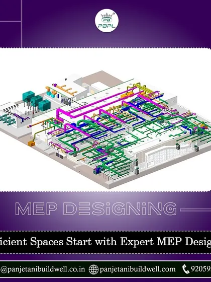 Efficient spaces start with expert MEP design. This complex 3D model shows the intricate network of mechanical, electrical, and plumbing systems we design to ensure a building functions perfectly.