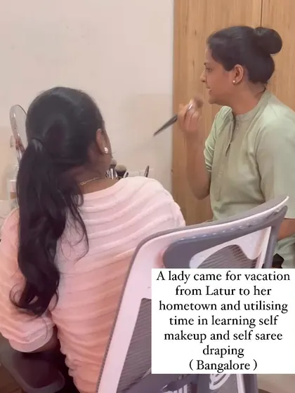 This student came from Latur and is learning self makeup and saree draping. It's so fulfilling to see women travel to invest in their skills and confidence.
