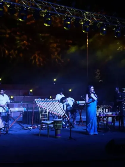Interacting with performers on stage during a G20 cultural evening. As an emcee, my role is to bridge the gap between the artists and the audience, providing context and enhancing their appreciation of the performance.