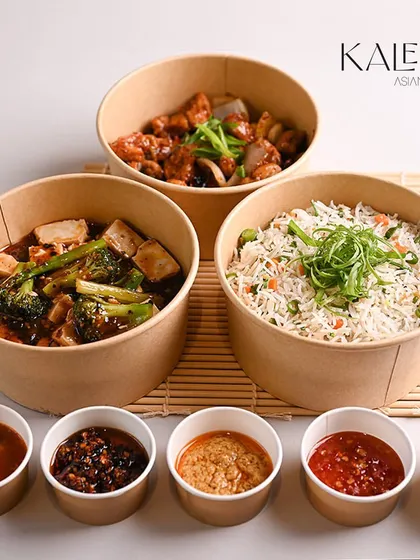 A lavish Pan-Asian spread that's entirely vegetarian. I ensure my veggie options, like this Mapo Tofu and chili chicken alternative, are just as exciting and flavorful as the rest of the menu.