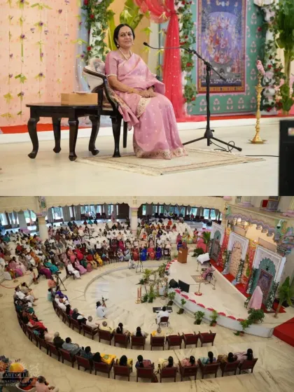 A collage from the book launch of 'Radha', a tale of love and devotion written by my sister, Bhanumati. Our events often blend wisdom, music, and storytelling to touch the heart.