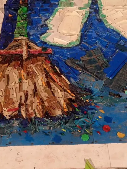 A showcase of the incredible "waste to art" creations by artist Sunil Vyas. These portraits and scenes are made from discarded materials like plastic wrappers and other waste, promoting the message of "Reduce, Reuse, Recycle" through powerful art.