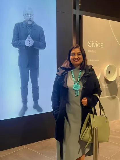 Gayathri Shetty at a design exhibit in Milan.