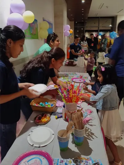 It's all about fun and games. Here's a look at an activity station I arranged for a birthday party, keeping the little guests entertained with crafts and fun supplies.