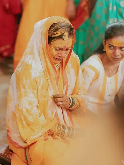A poignant, tearful moment during the Haldi ceremony. I believe in capturing all emotions, as they are an essential part of the wedding story.