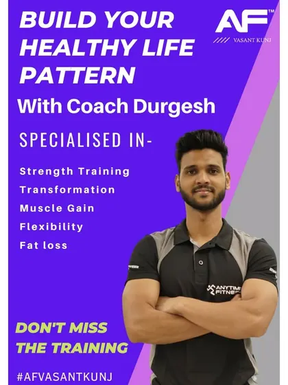 This is Coach Durgesh. He specializes in transformation, muscle gain, and fat loss, bringing his expertise to every client's journey.