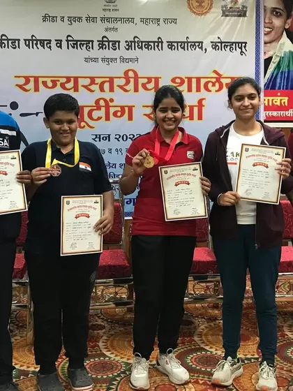 A group photo of our medal winners from the State Interschool Shooting Competition, showcasing the breadth of our young talent.