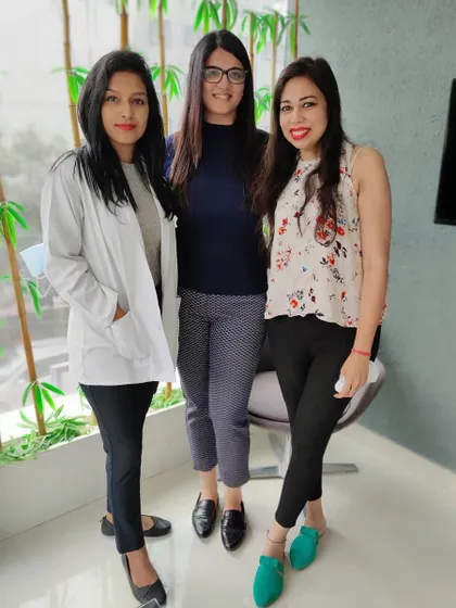 A quick photo with our talented dietician, Sakshatha, and our clinic manager, Nikitha. A holistic approach to skin health often involves collaboration with other experts to support our patients' overall well-being.