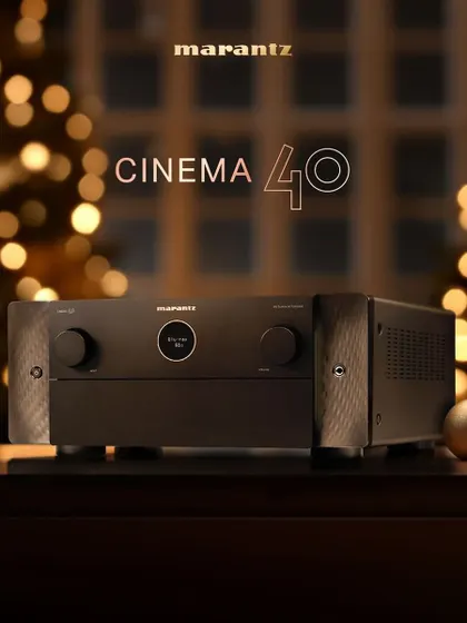 The Marantz CINEMA 40, a premium 9.4 channel AV receiver. This is the heart of a high-end home theater, powering the speakers and processing 8K video for a reference-level experience.
