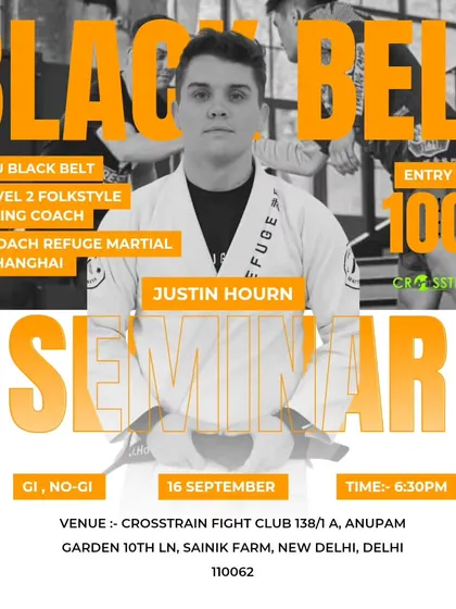 Seminar alert. We look forward to hosting BJJ Black Belt and folkstyle wrestling coach Justin Hourn to work with our team on Gi and No-Gi techniques.
