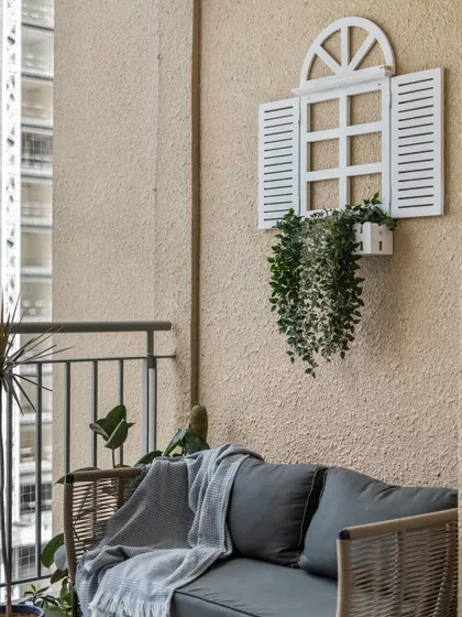 A view of the cozy balcony just off the foyer, creating a seamless indoor-outdoor connection.
