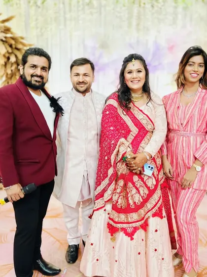 Posing with the happy couple and my co-host at their baby shower. It was a pleasure to be a part of their special day.