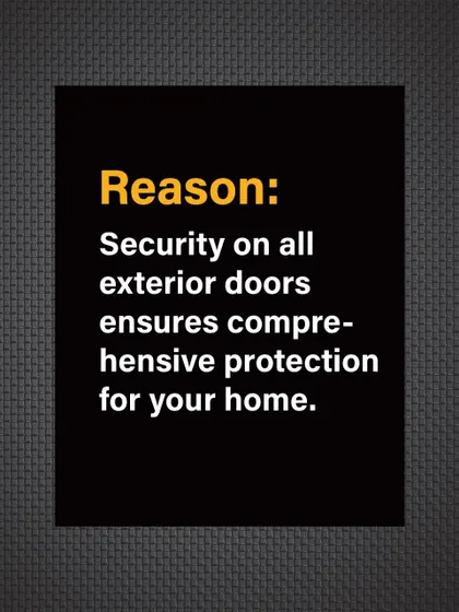 Reason: Securing all exterior doors and windows is the only way to ensure comprehensive protection for your home.
