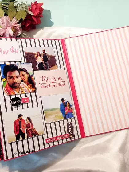 A simple yet elegant page with vertical stripes, perfect for showcasing a collage of photos.