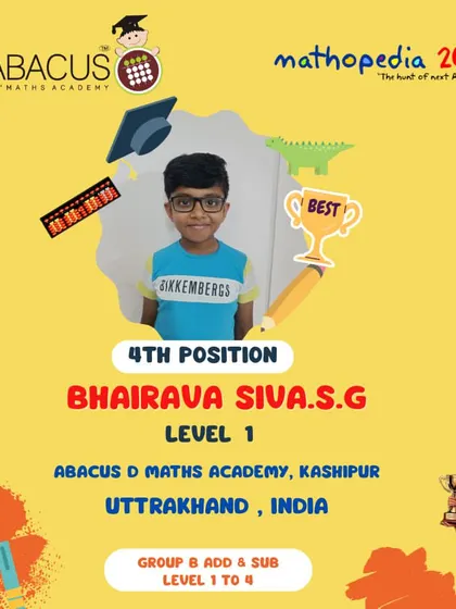 Bhairava Siva S G from Kashipur, Uttrakhand, celebrating his 4th Position win.