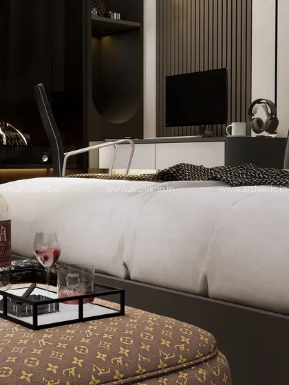 A close-up of the master bedroom, perfect for unwinding after a long day. The design details are focused on creating a luxurious and relaxing atmosphere.