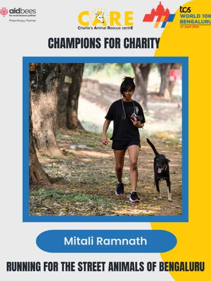 Here is Mitali Ramnath, one of our dedicated fundraisers, running for the animals. Every step she takes helps support our mission to rescue and rehabilitate street animals.