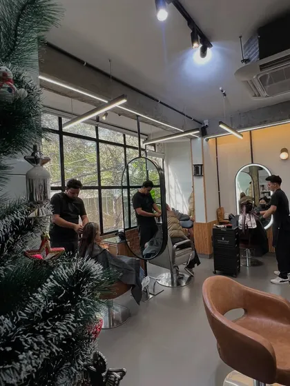 Another shot of the salon during the holiday season. It's a joy to see clients getting their hair done for festive occasions.