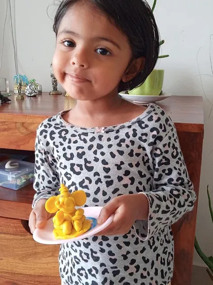 Look at the pride and joy in their creations! For Ganesh Chaturthi, children used various materials like clay, leaves, and paper to create their own Ganesha figures. This is a wonderful fusion of art, culture, and personal expression.