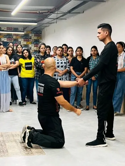 This drill demonstrates how to use leverage and body weight to break free from a stronger opponent, a core principle of the Kavach system.