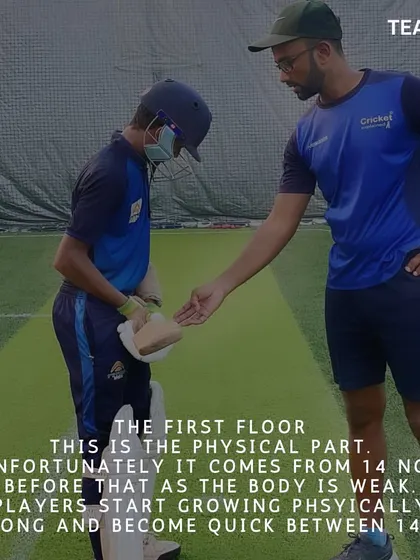 The first floor is the physical aspect, which typically develops between ages 14 and 17. This is when players grow stronger and quicker, and we focus on harnessing that physical growth with their technical skills.