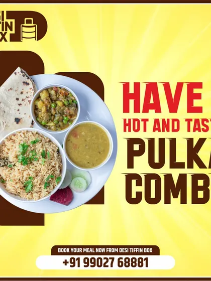 I also offer a Pulka Combo for those who prefer soft, light rotis with their meal. Here you can see the combo served with rice, dal, and a tasty mixed vegetable sabji.
