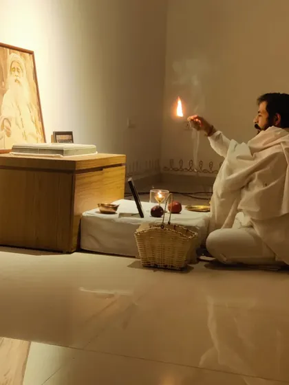 In this consecrated space, every offering becomes a prayer, every moment becomes divine. Here I am performing the Sanidhi Pooja.