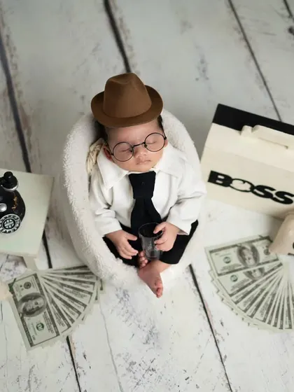 Even the tiniest clients can have big personalities. This "Boss Baby" theme is a fun and creative way to capture your newborn, complete with a tiny suit, briefcase, and a bit of attitude.
