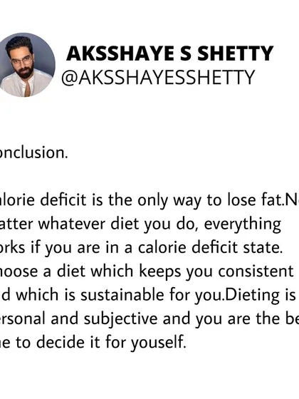 The only way to lose fat is through a calorie deficit. No matter what diet you follow, from keto to intermittent fasting, it only works if you are consuming fewer calories than you burn.