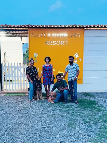 Friends, family, and fur-babies all together. A perfect evening at Fluffy Paws Pet Resort.