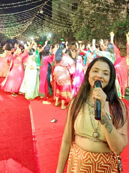 Hosting a Navratri night is all about channeling festive energy. Here I am on the red carpet, ready to lead a night of garba, dandiya, and non-stop celebration with a super energetic crowd.
