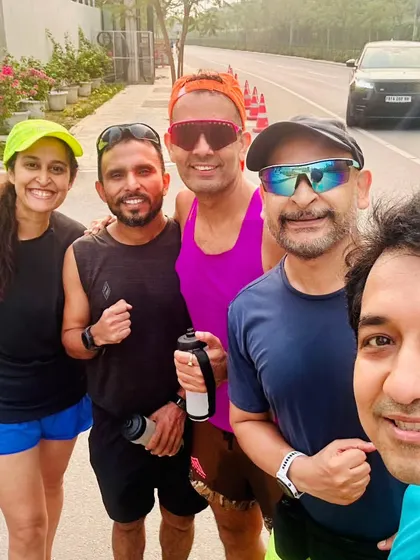 A selfie of the tribe after a long run. The smiles and sweat tell a story of hard work and shared accomplishment.