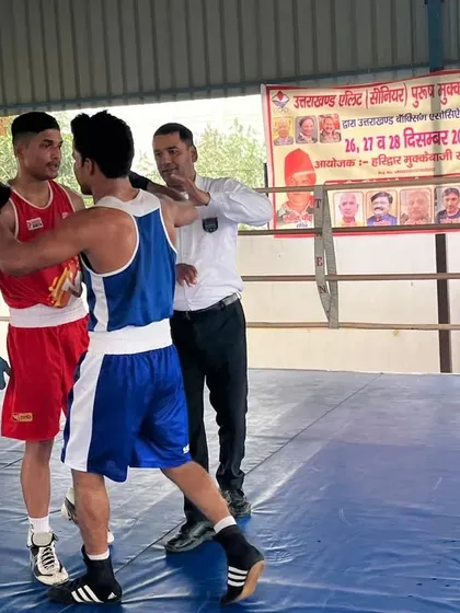 A moment of sportsmanship between the two finalists after the bout. We teach respect for the opponent, win or lose.
