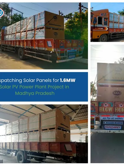 Our Ahmedabad-based manufacturing facility is equipped for high-volume supply. Here you can see a 1.6 MW solar PV power plant project being dispatched to Madhya Pradesh, showcasing our logistical strength and commitment to on-time delivery for large-scale orders.