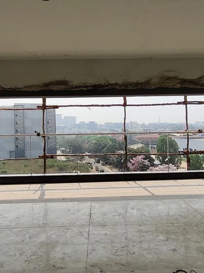 Before: The 'Gulmohar' project began with a large, undefined space and a view with untapped potential.