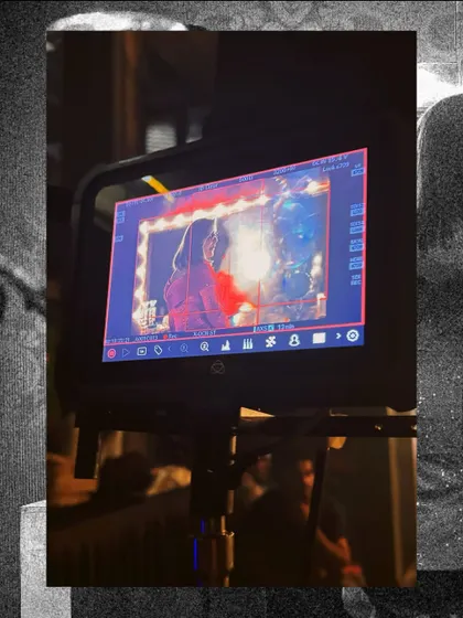A peek at the monitor during the Mia by Tanishq shoot. This behind-the-scenes view shows the iconic vanity mirror setup as we filmed Zeenat Aman, capturing the glamorous, high-energy disco vibe of the campaign.